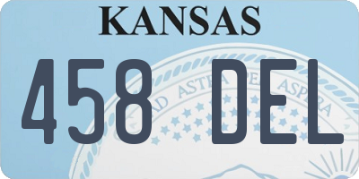 KS license plate 458DEL