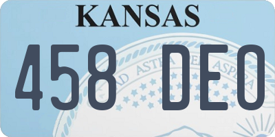 KS license plate 458DEO