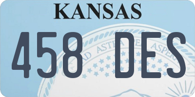 KS license plate 458DES