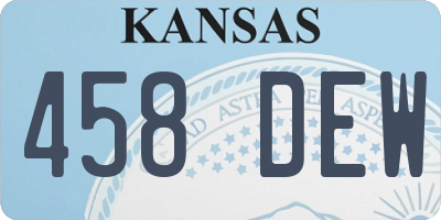 KS license plate 458DEW