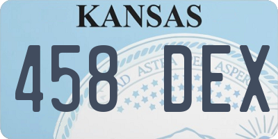 KS license plate 458DEX