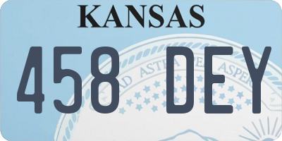 KS license plate 458DEY