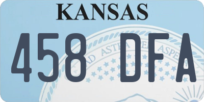 KS license plate 458DFA