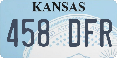 KS license plate 458DFR