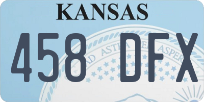 KS license plate 458DFX