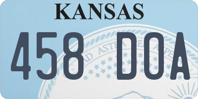 KS license plate 458DOA