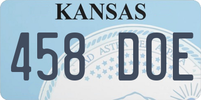 KS license plate 458DOE