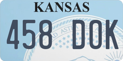 KS license plate 458DOK