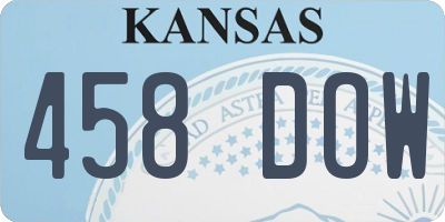 KS license plate 458DOW