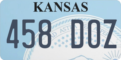 KS license plate 458DOZ