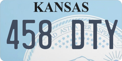 KS license plate 458DTY