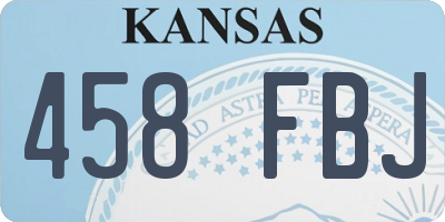 KS license plate 458FBJ