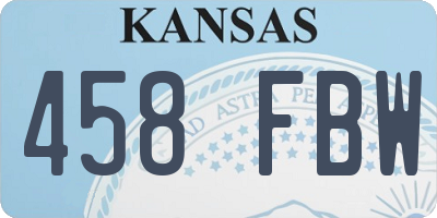 KS license plate 458FBW
