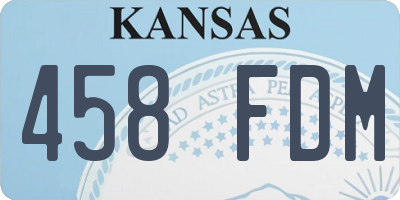 KS license plate 458FDM