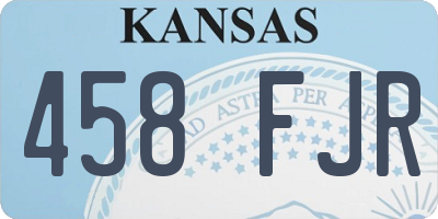 KS license plate 458FJR