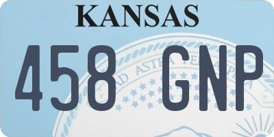 KS license plate 458GNP