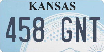 KS license plate 458GNT