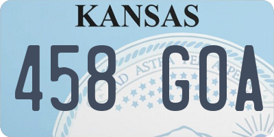 KS license plate 458GOA