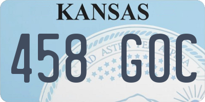 KS license plate 458GOC