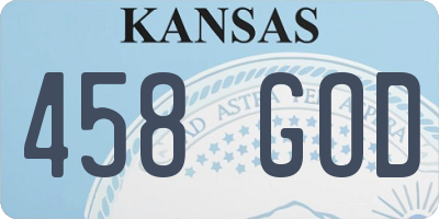 KS license plate 458GOD