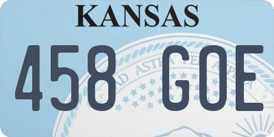 KS license plate 458GOE