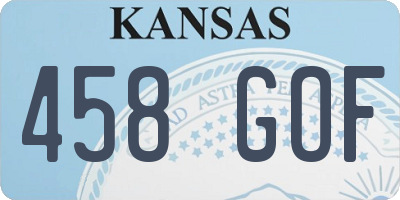 KS license plate 458GOF