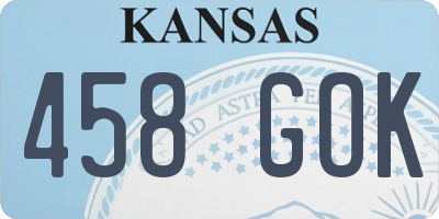 KS license plate 458GOK