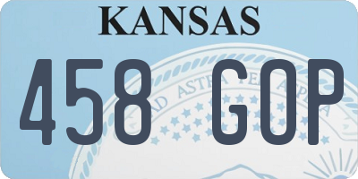 KS license plate 458GOP