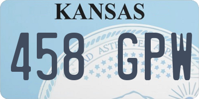 KS license plate 458GPW