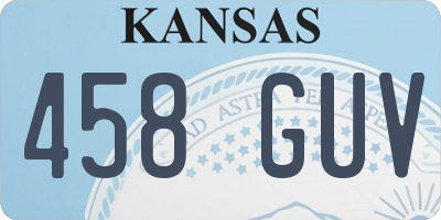 KS license plate 458GUV