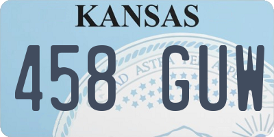 KS license plate 458GUW