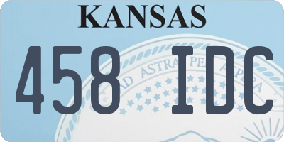 KS license plate 458IDC