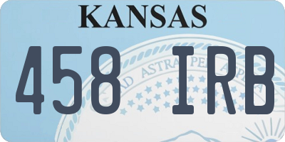 KS license plate 458IRB