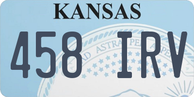 KS license plate 458IRV