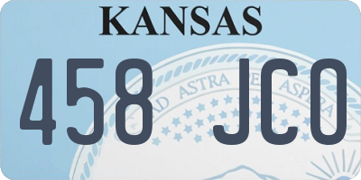 KS license plate 458JCO