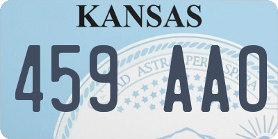 KS license plate 459AAO