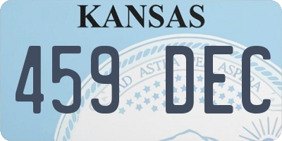KS license plate 459DEC