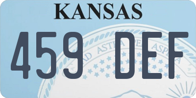 KS license plate 459DEF