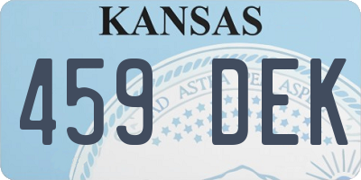 KS license plate 459DEK