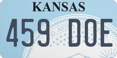 KS license plate 459DOE