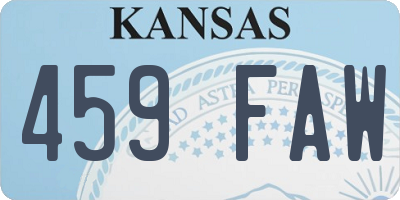 KS license plate 459FAW