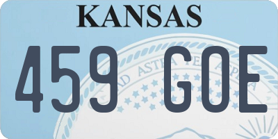 KS license plate 459GOE