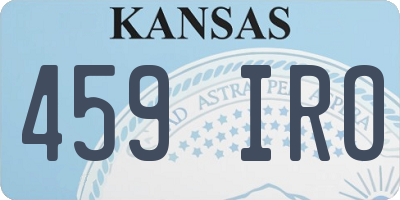 KS license plate 459IRO