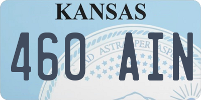 KS license plate 460AIN