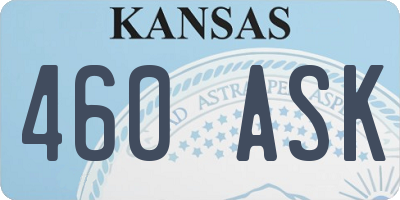 KS license plate 460ASK