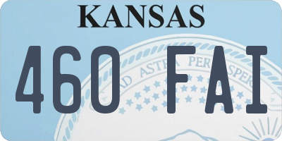 KS license plate 460FAI