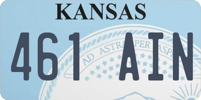 KS license plate 461AIN