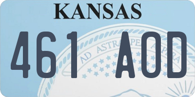 KS license plate 461AOD