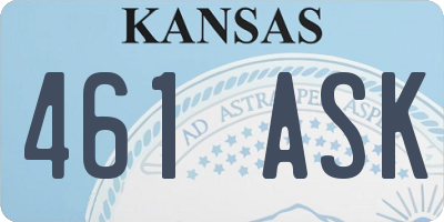 KS license plate 461ASK