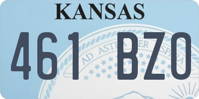 KS license plate 461BZO